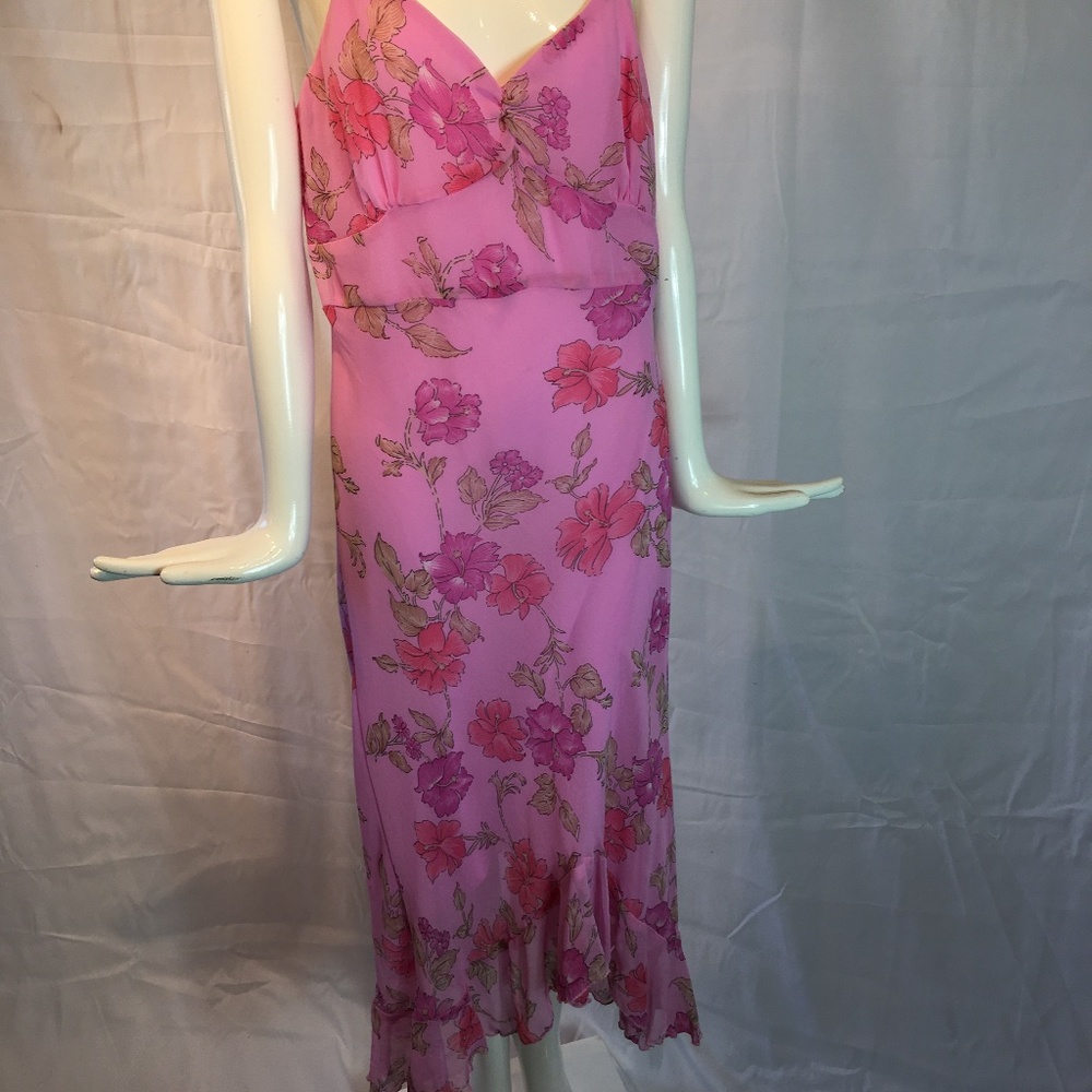 pink flowered print dress